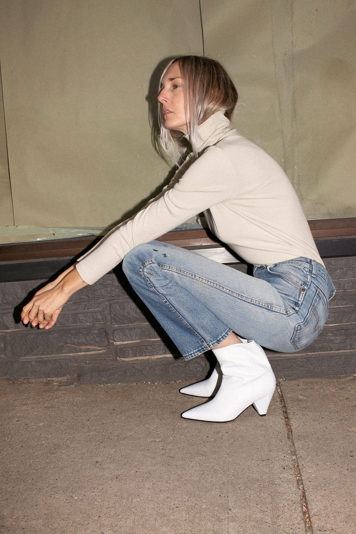 White Leather Pauline Ankle Boot