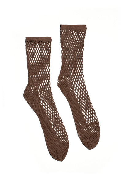 Khaki Brown Fishnet Socks