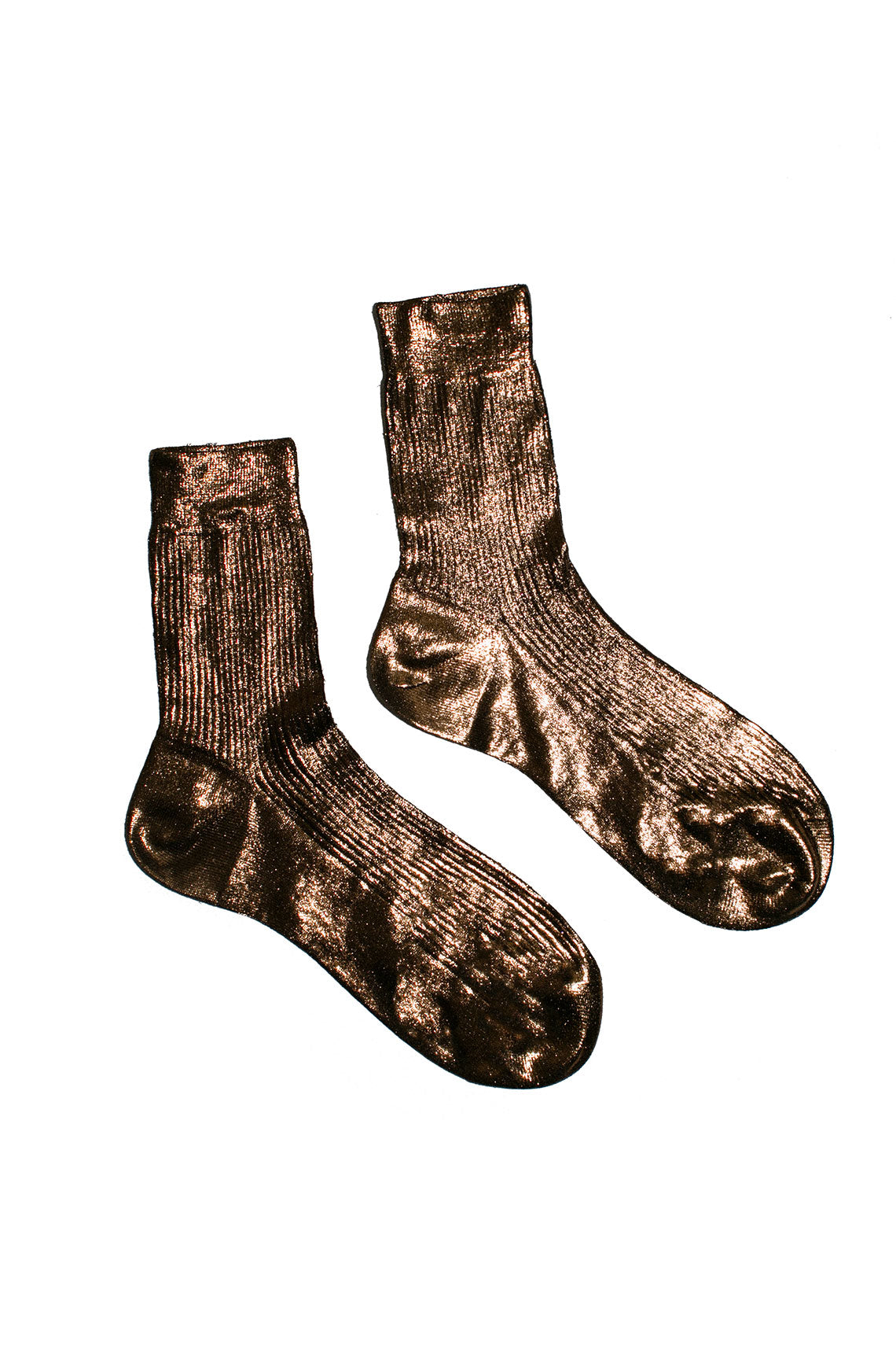 Brown Ribbed Laminated Sock