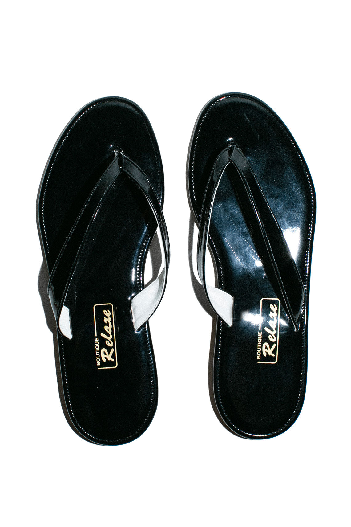 SANDALS BLACK PATENT CRUMPLED LAMBSKIN
