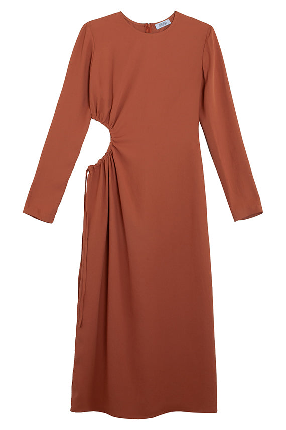 strapless open back dress Mismatched Burnt Orange Satin Long Mermaid Custom Side Slit Bridesmaid –  MarryLover main image 1