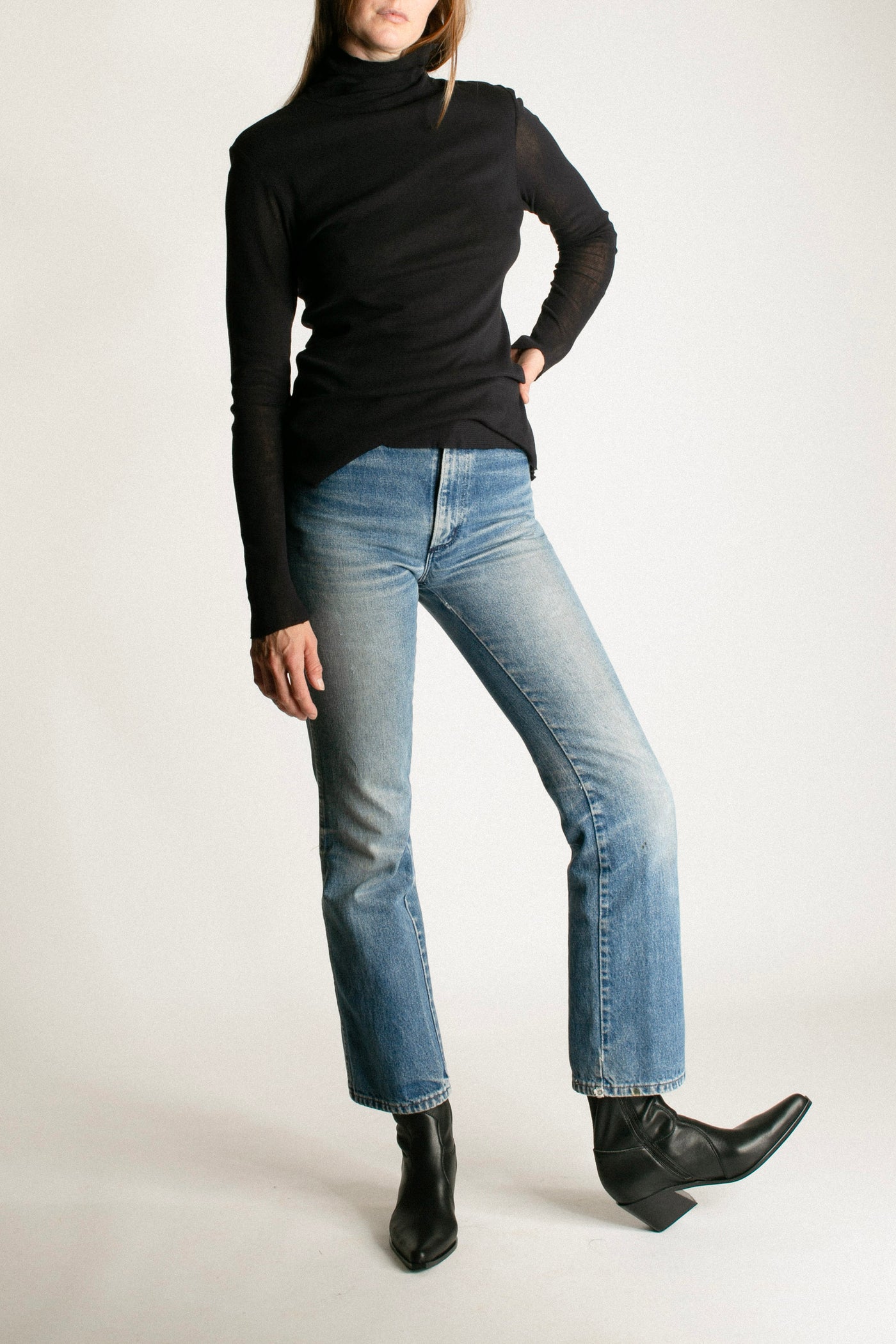 Black Double Mesh Turtleneck