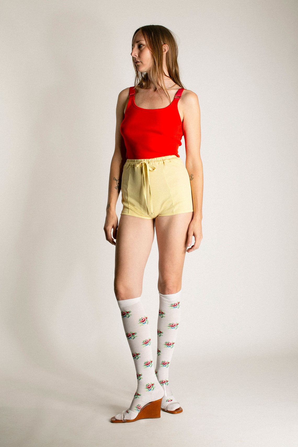 Light Yellow Ribbed Short Pant