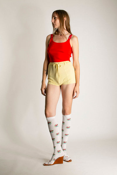 Light Yellow Ribbed Short Pant