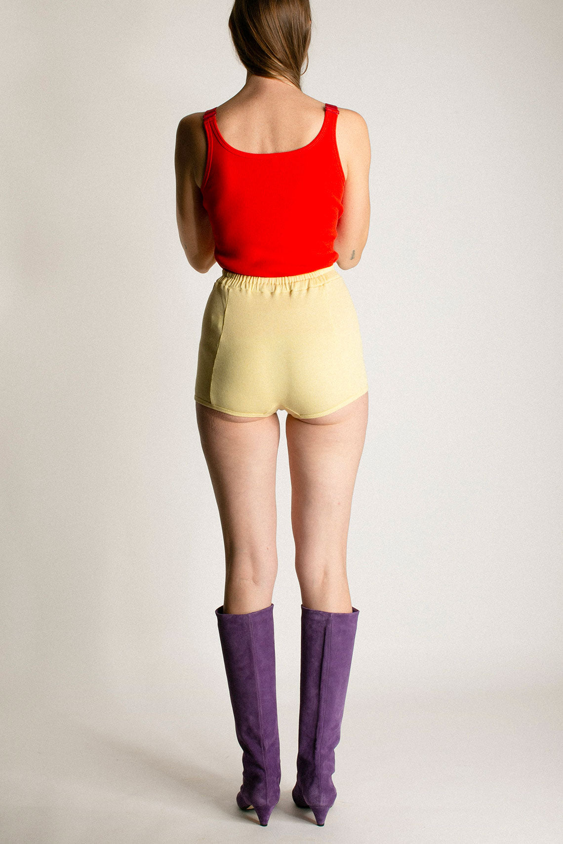 Light Yellow Ribbed Short Pant