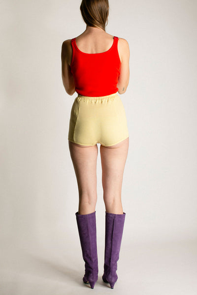 Light Yellow Ribbed Short Pant