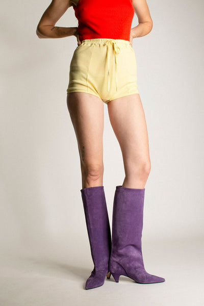 Light Yellow Ribbed Short Pant