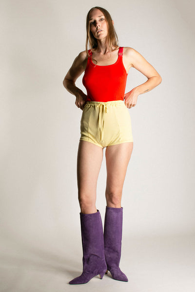 Light Yellow Ribbed Short Pant