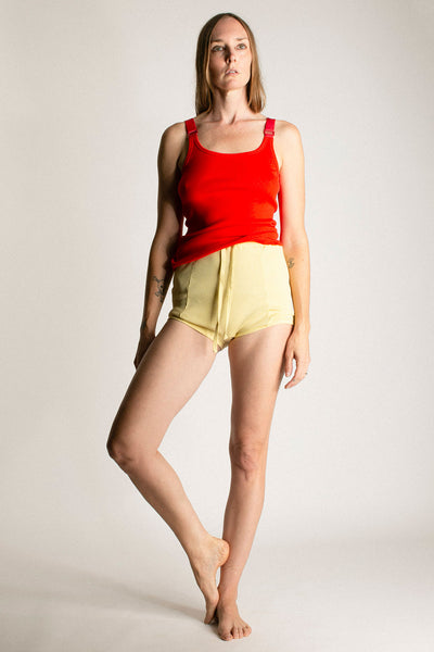 Light Yellow Ribbed Short Pant
