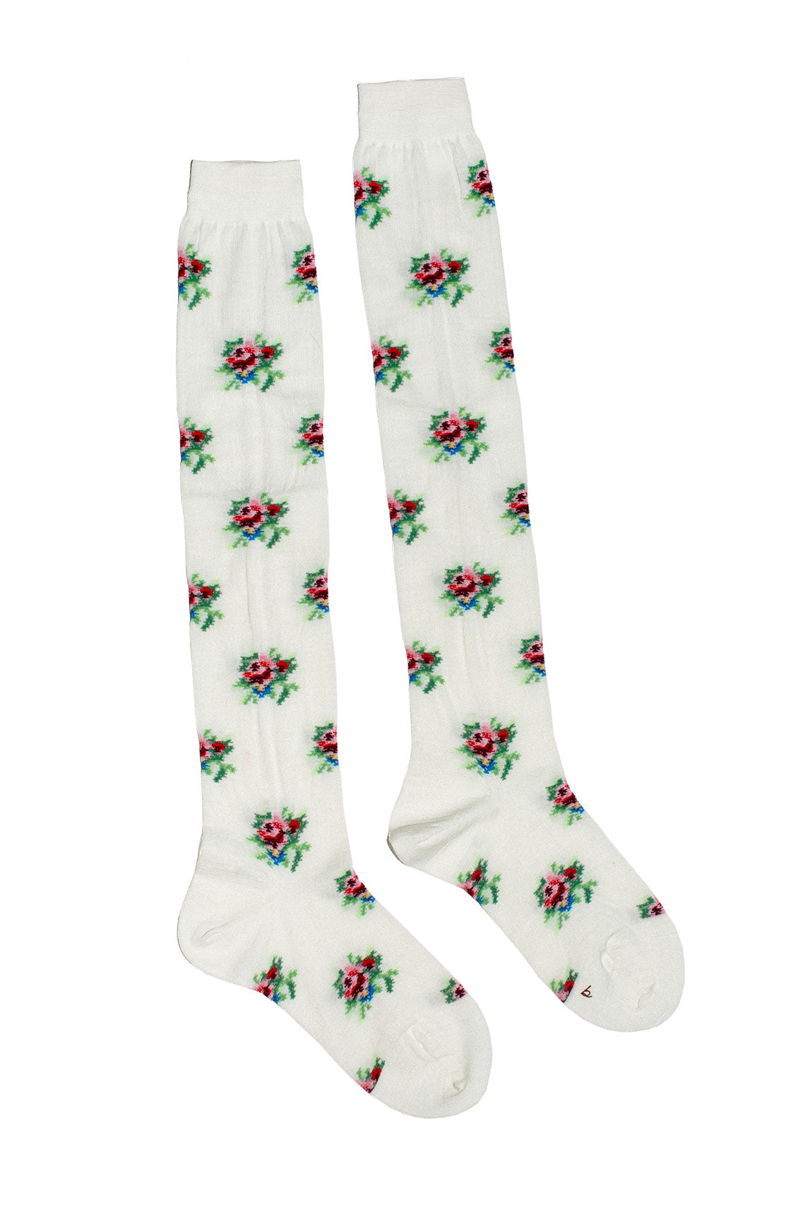Off White Rose Knee Sock