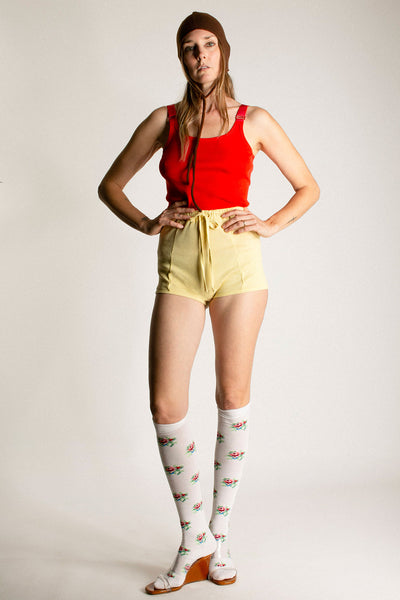 Off White Rose Knee Sock