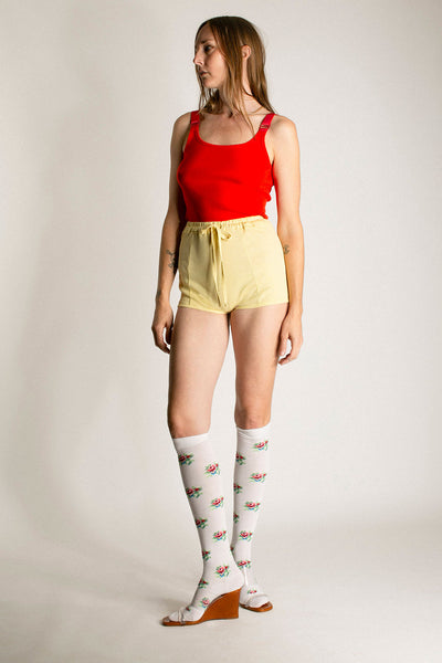 Off White Rose Knee Sock