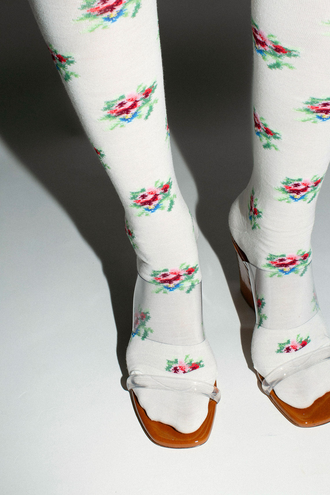 Off White Rose Knee Sock