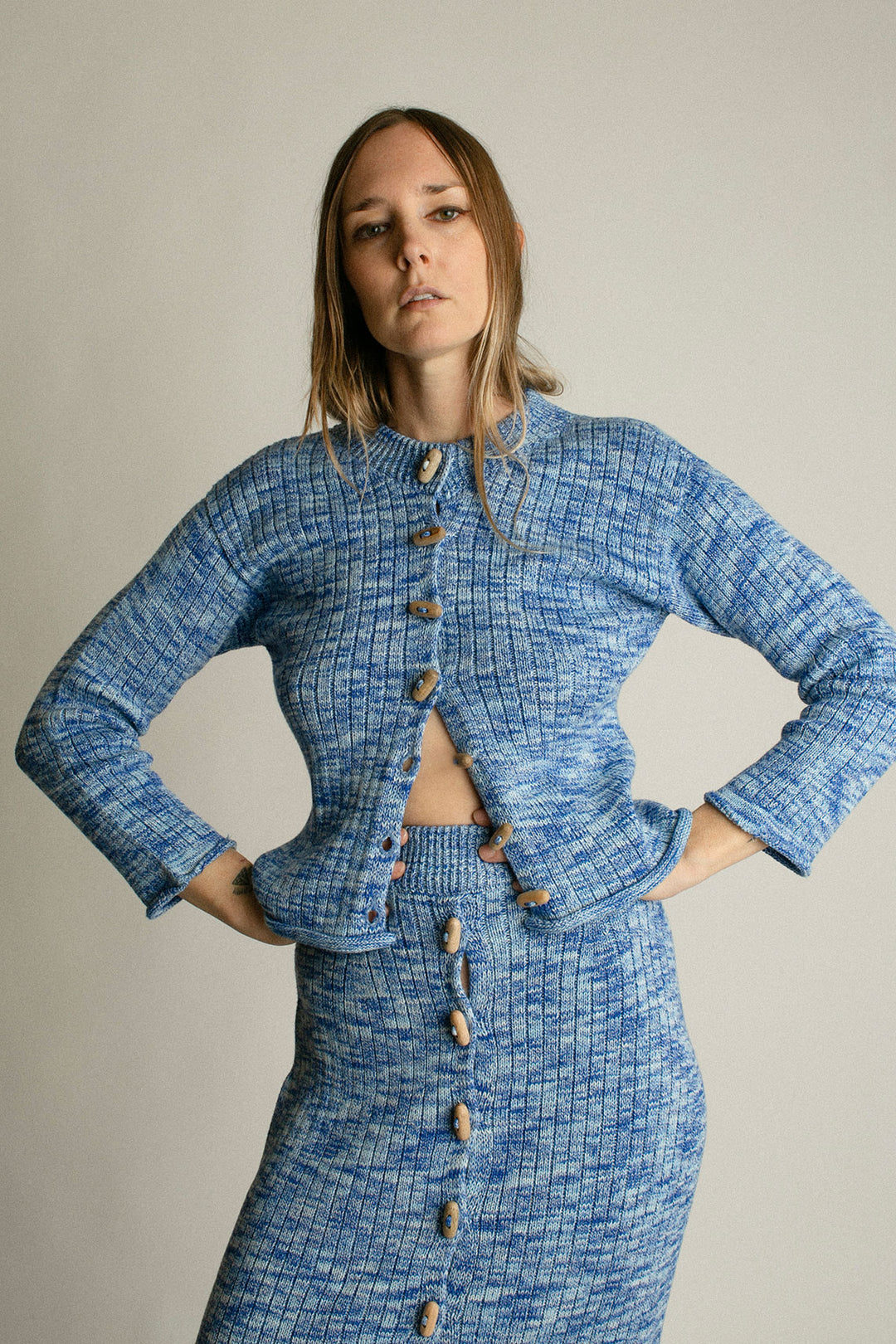 Baserange - Blue Melange Drip Cardigan – BONA DRAG