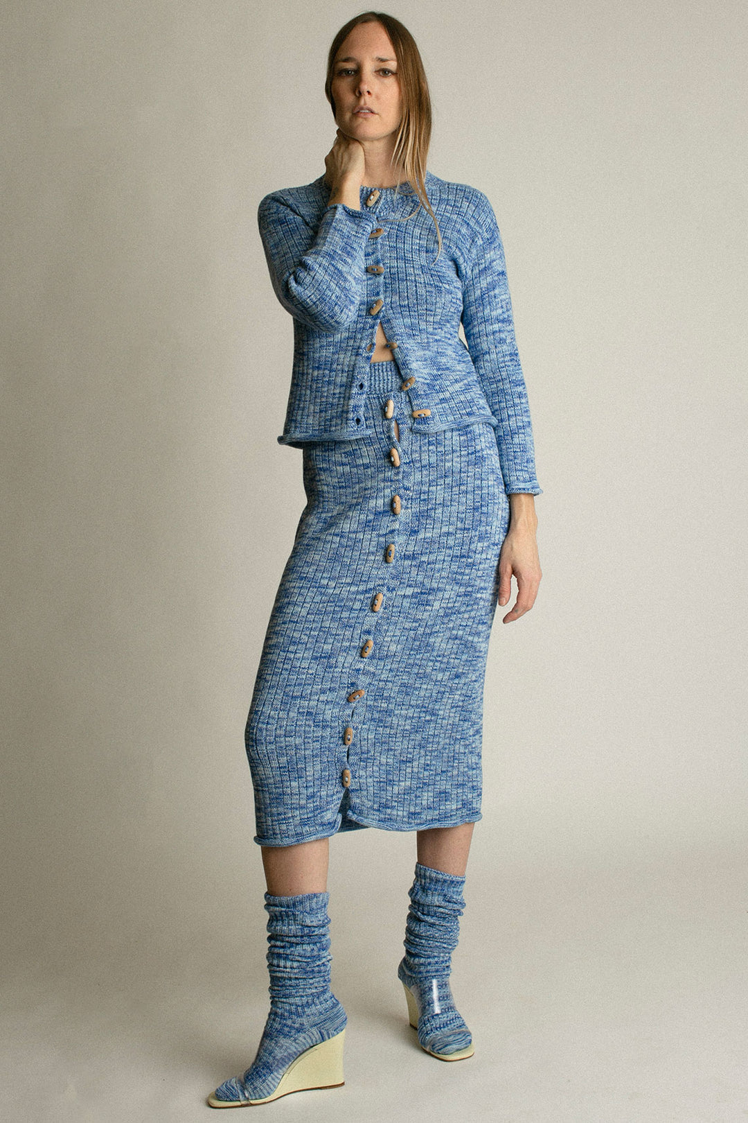 Baserange - Blue Melange Drip Cardigan – BONA DRAG