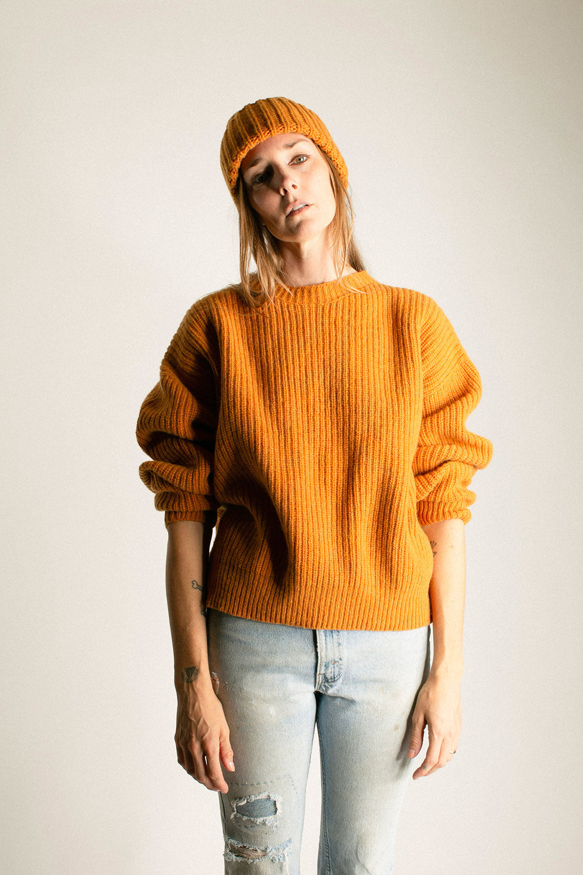 Clair Orange  Recycled Wool Mea Pullover