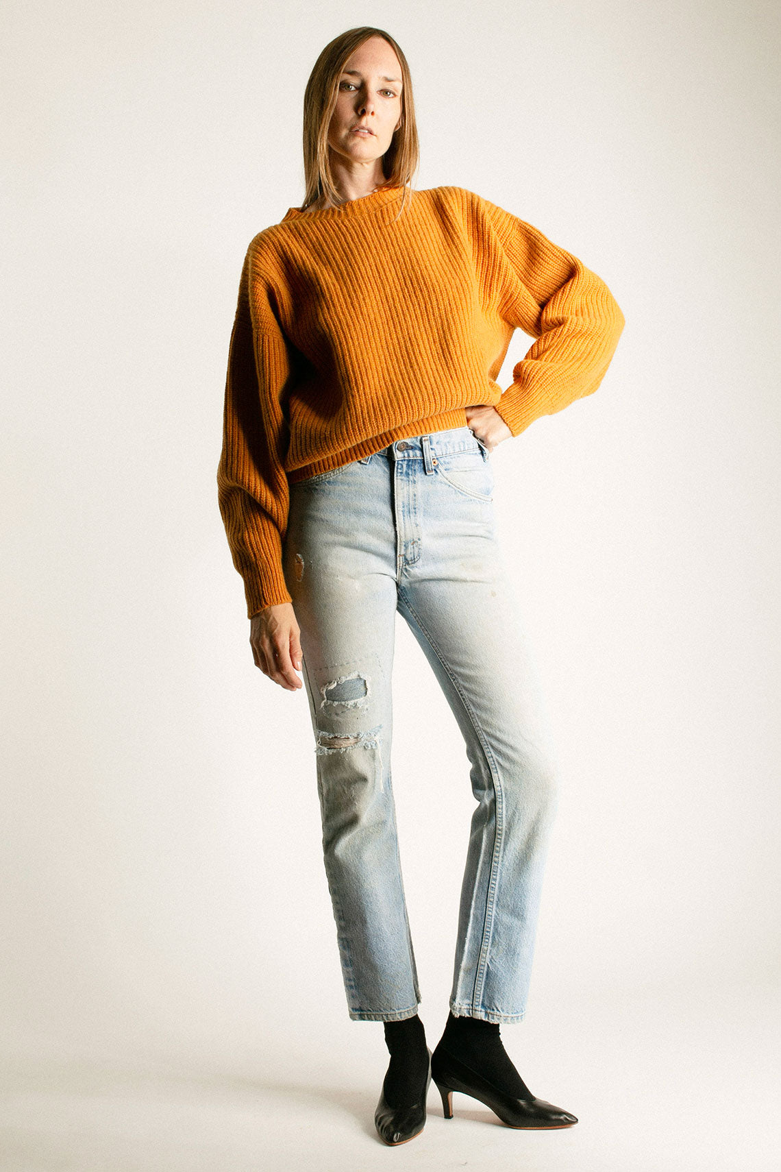 Clair Orange  Recycled Wool Mea Pullover