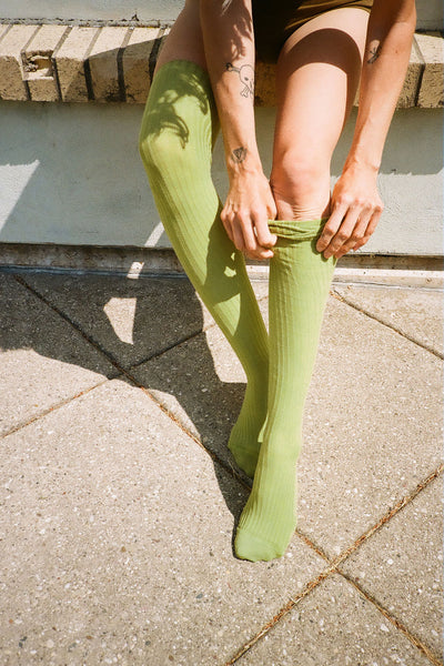 Mun Green Overknee Socks