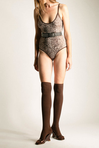 Orta Brown Overknee Sock