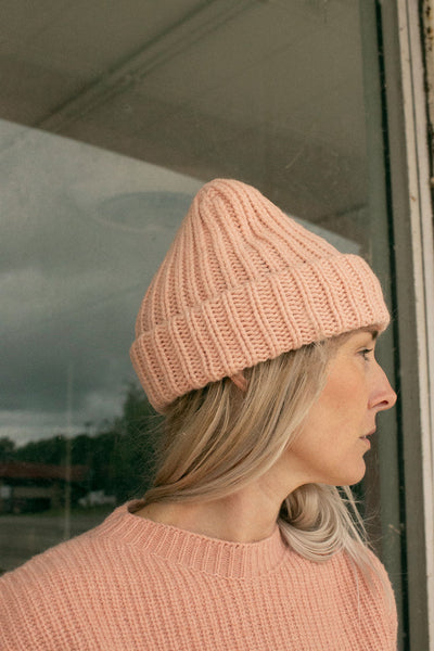 Pink Recycled Wool Beanie