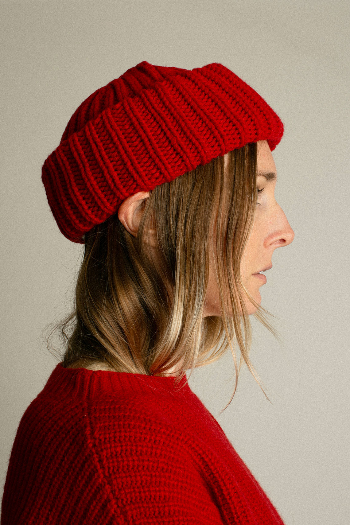 Red Recycled Wool Beanie