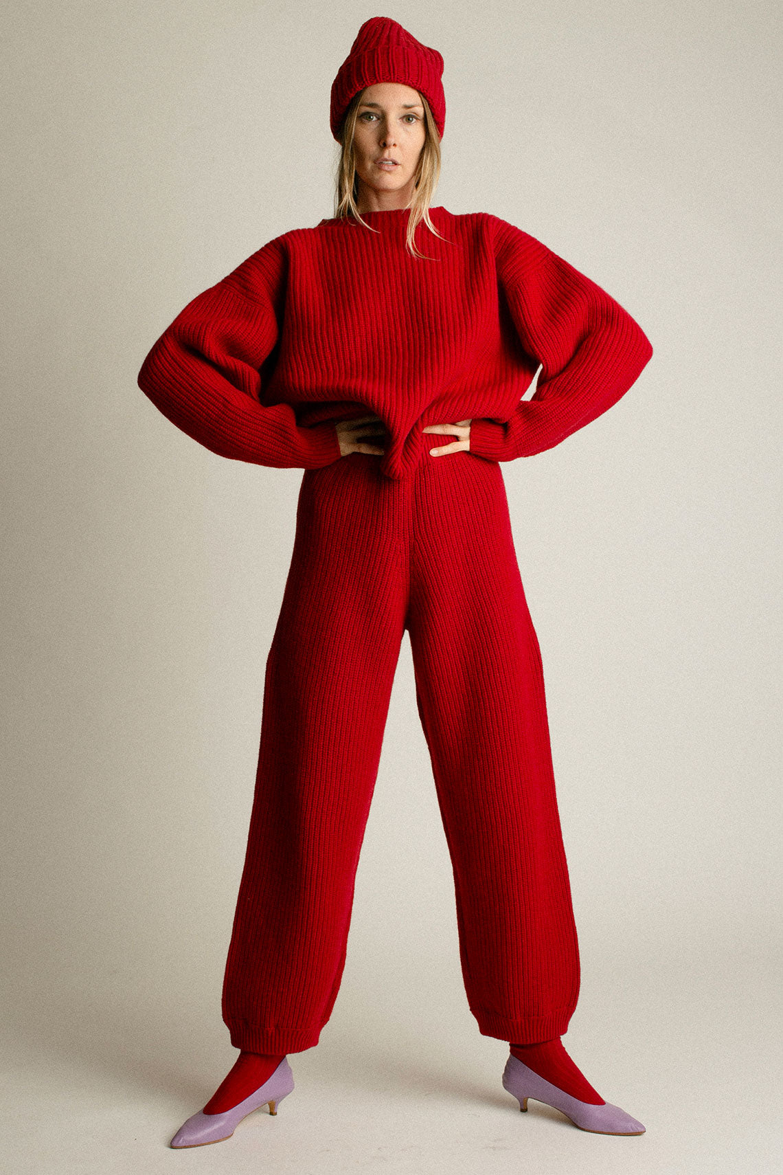 Red Recycled Wool Mea Pant