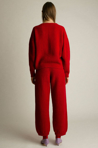 Red Recycled Wool Mea Pant