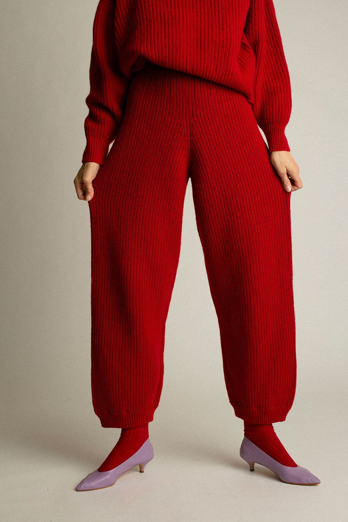 Red Recycled Wool Mea Pant