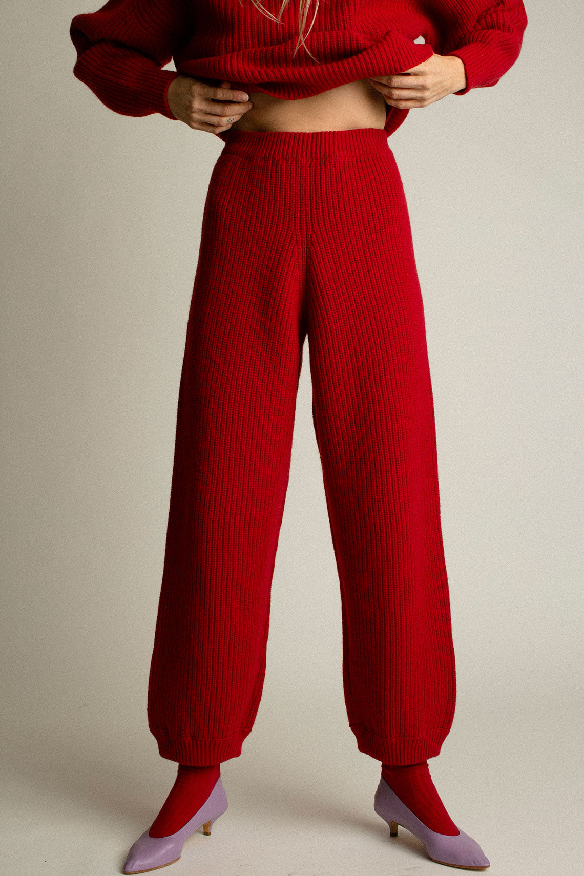 Red Recycled Wool Mea Pant