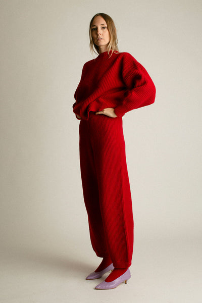 Red Recycled Wool Mea Pant