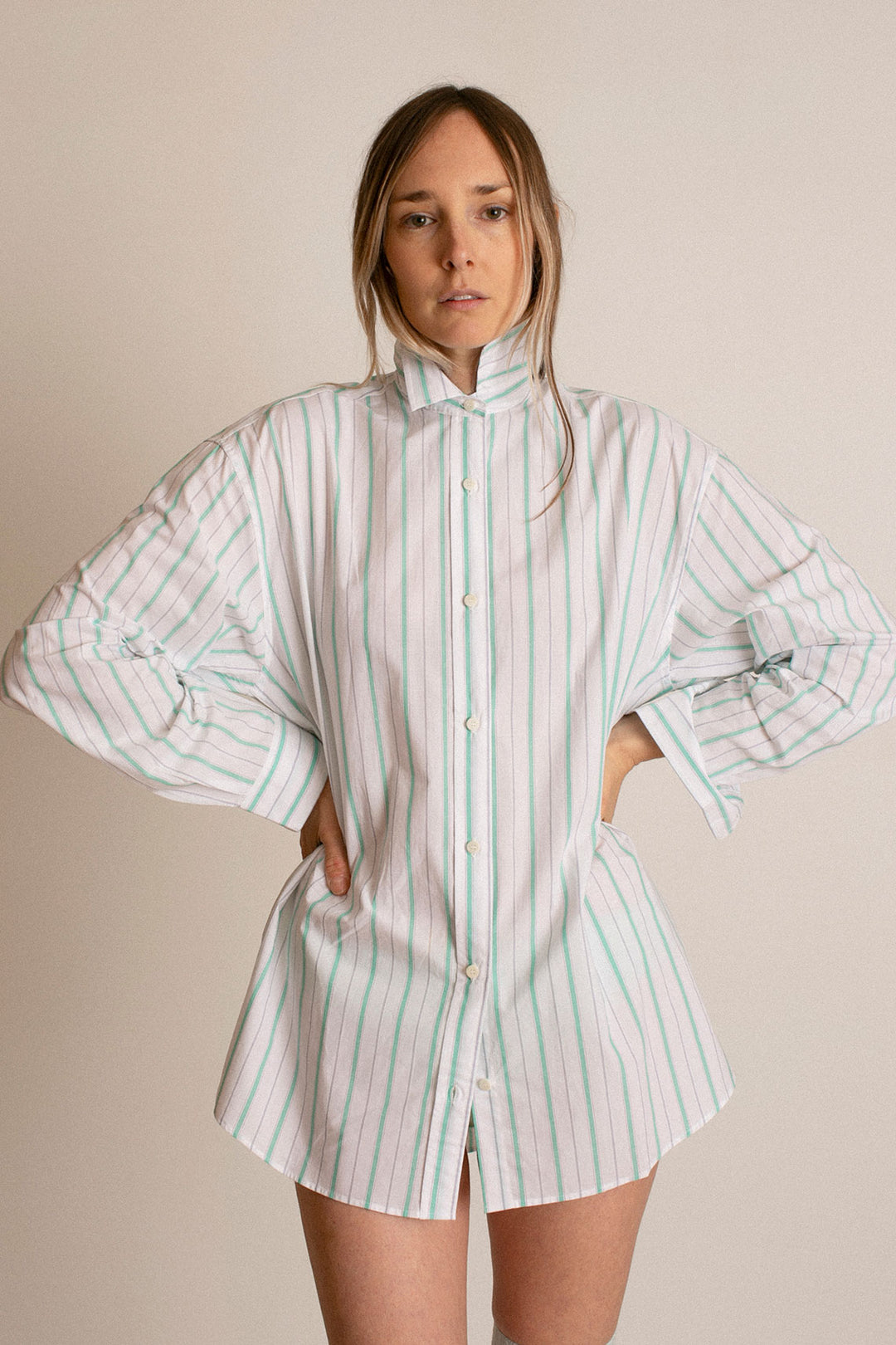 Baserange - Turquoise Stripe Ole Button Up – BONA DRAG