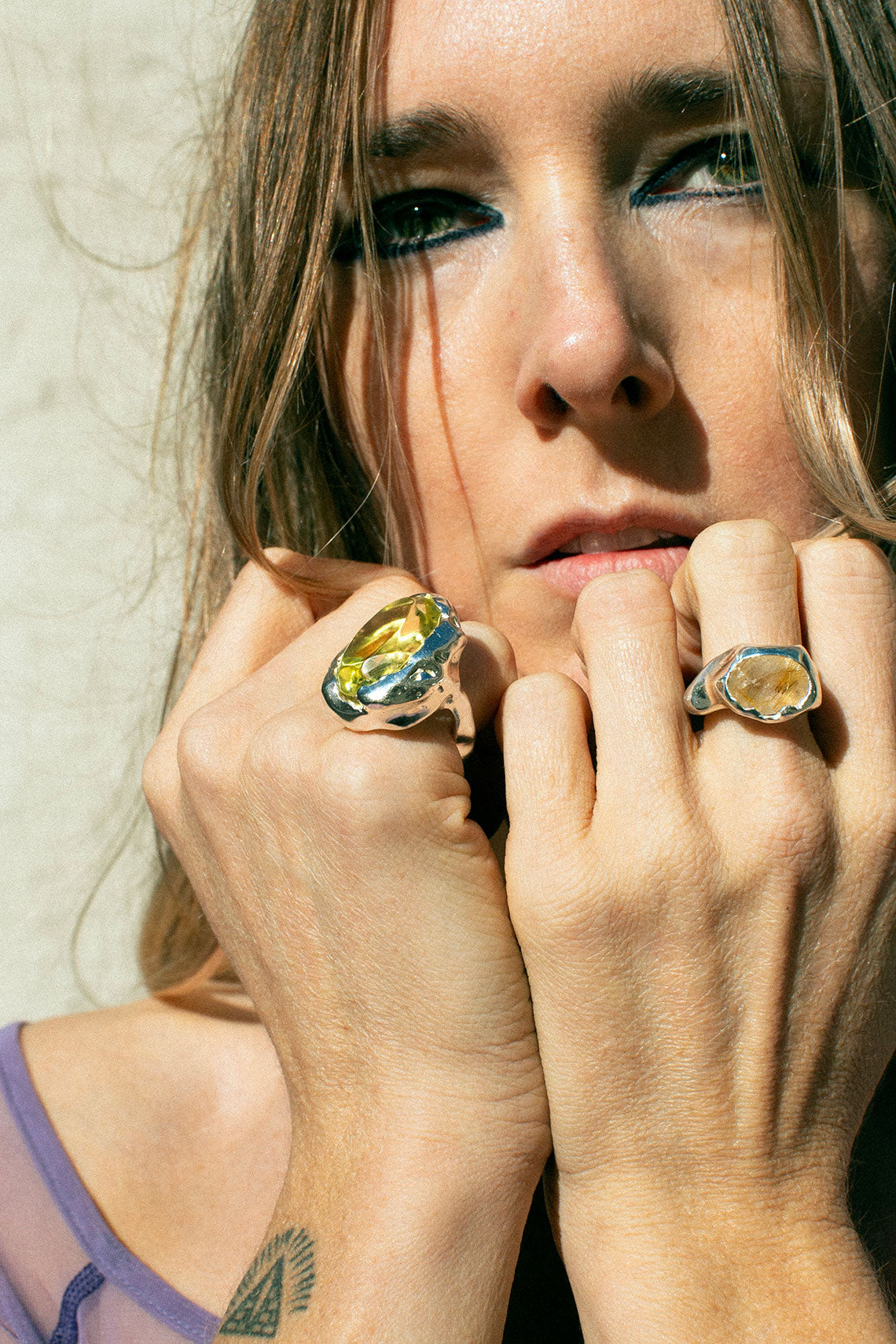 Golden Thread Ring with Rutilated Quartz