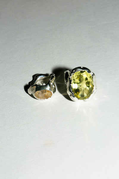 Golden Thread Ring with Rutilated Quartz