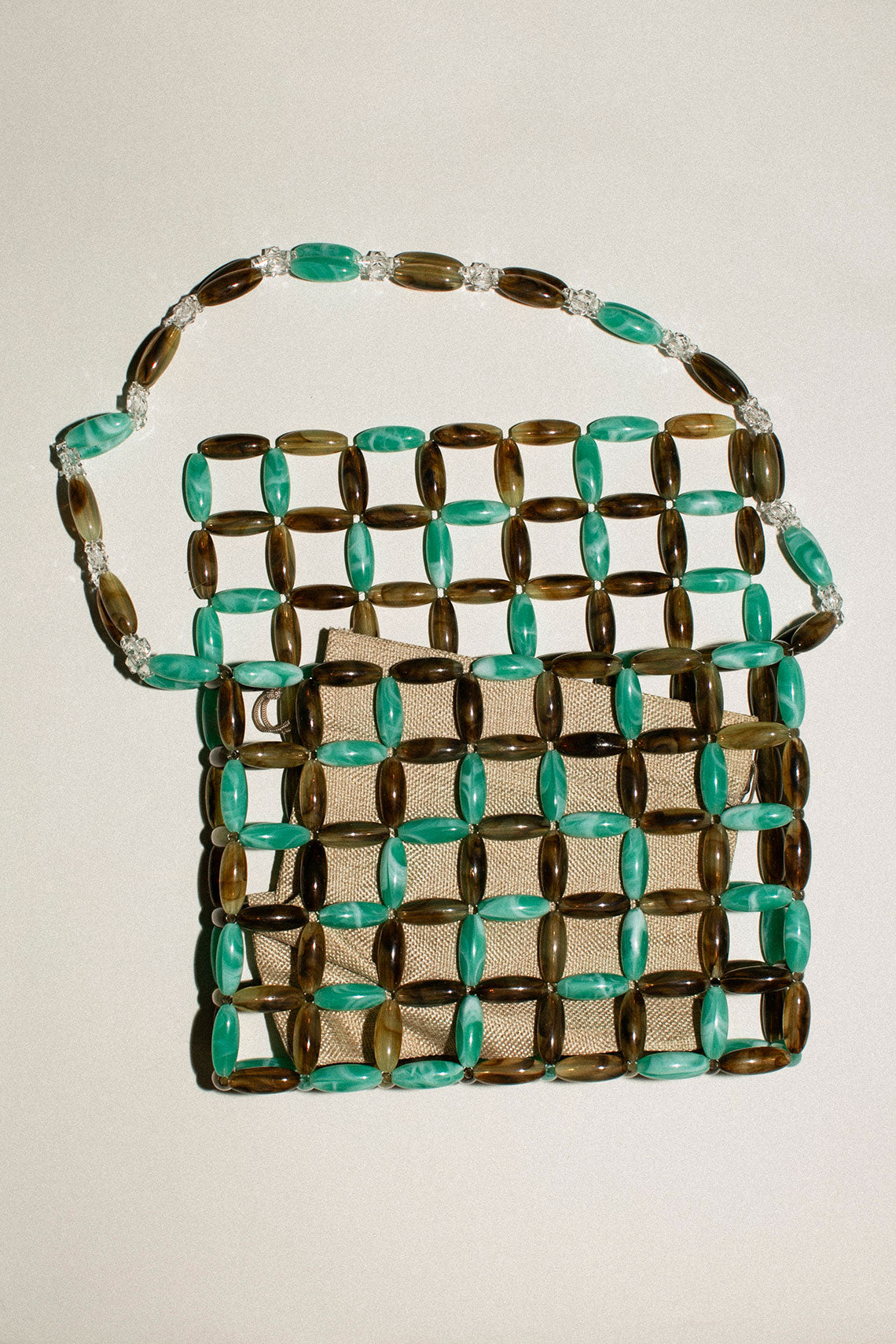 Turquoise & Coffee Beaded Bag