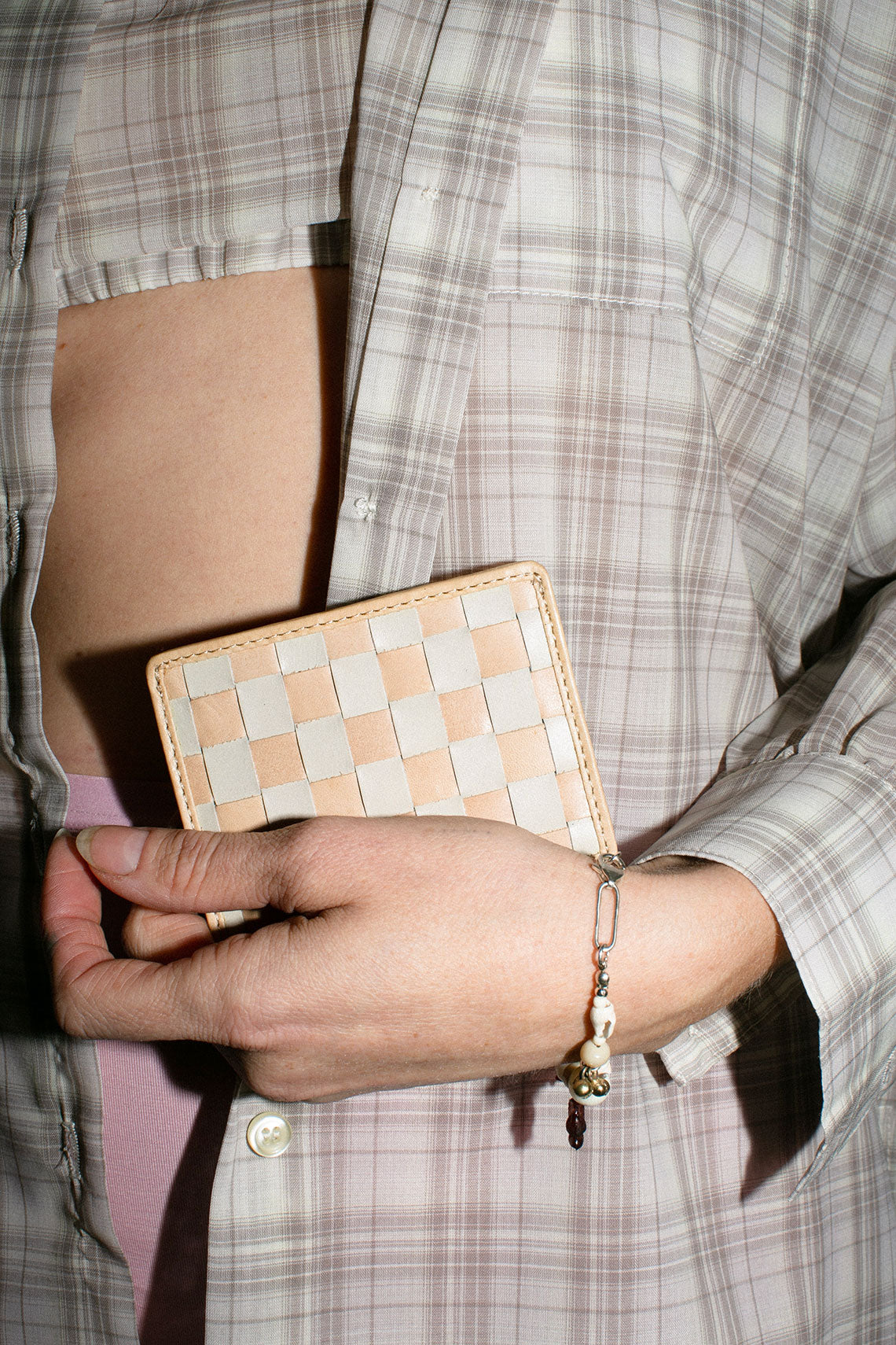 Cream Check Nico Card Case