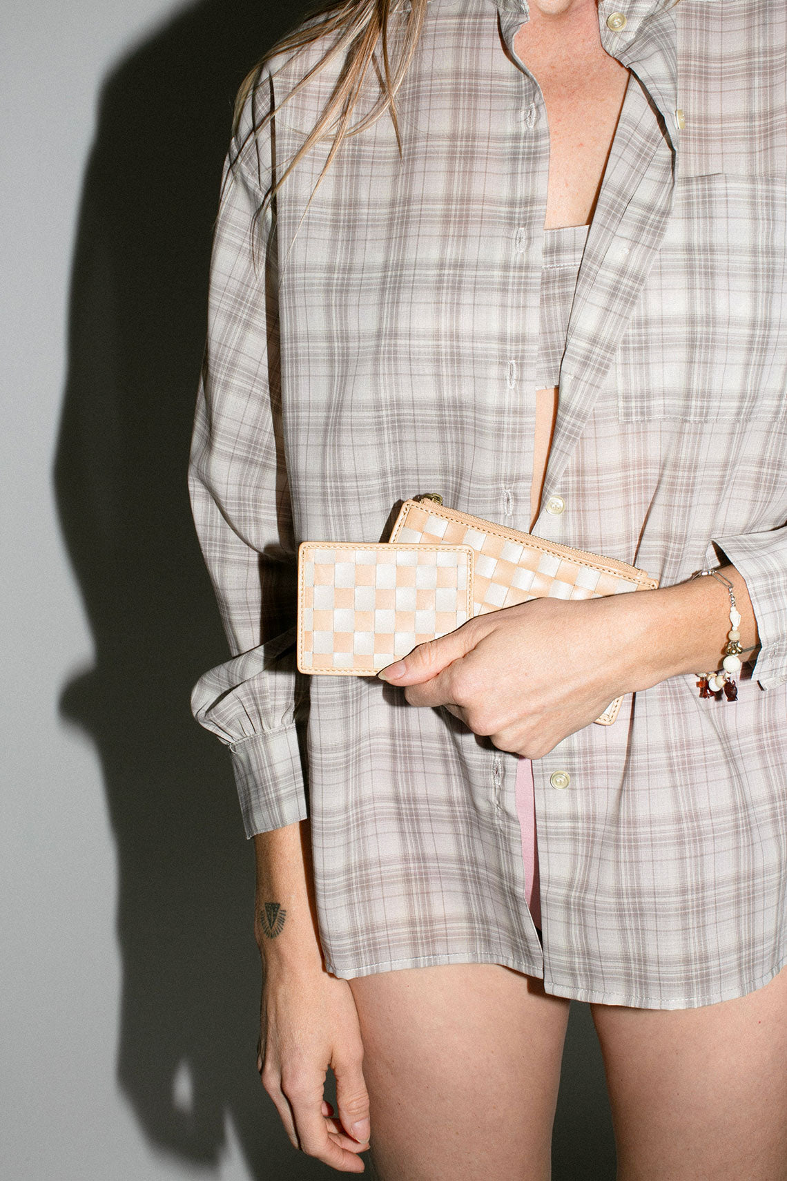 Cream Check Odin Card Case