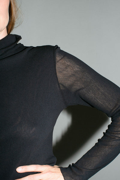 Black Double Mesh Turtleneck