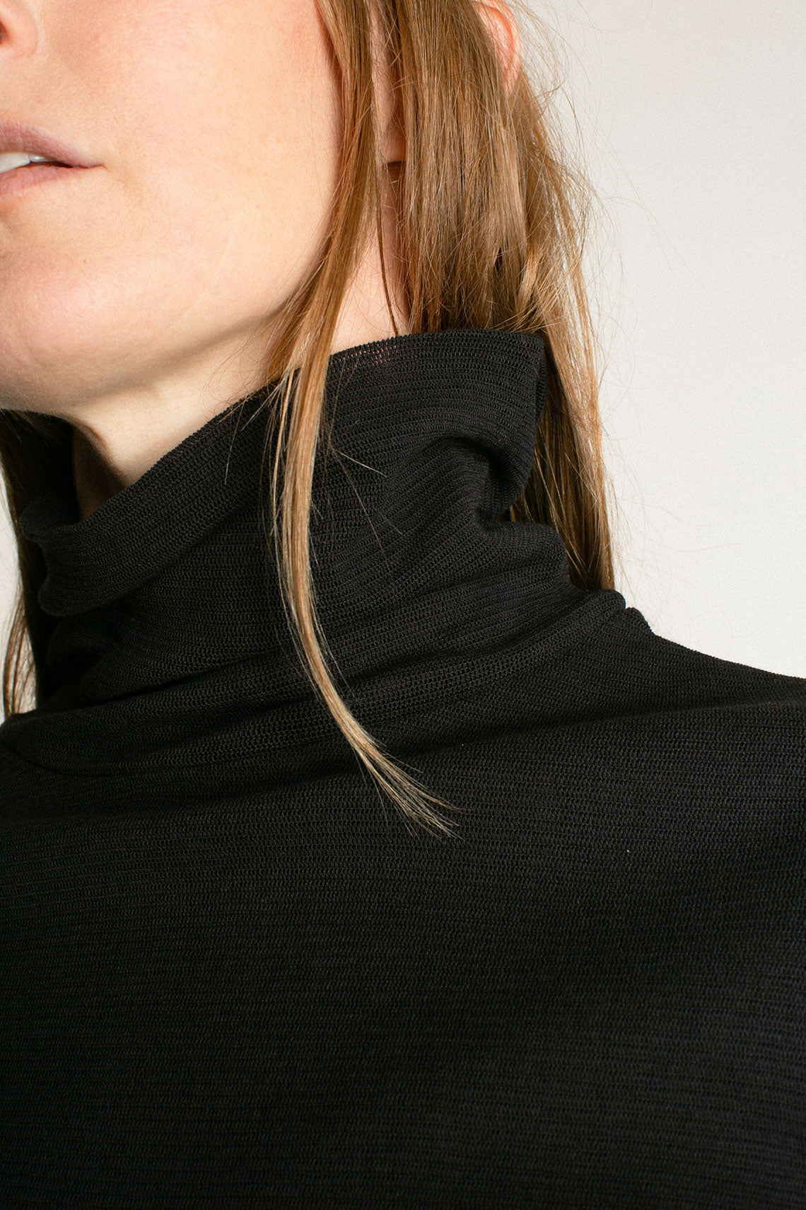 Black Double Mesh Turtleneck