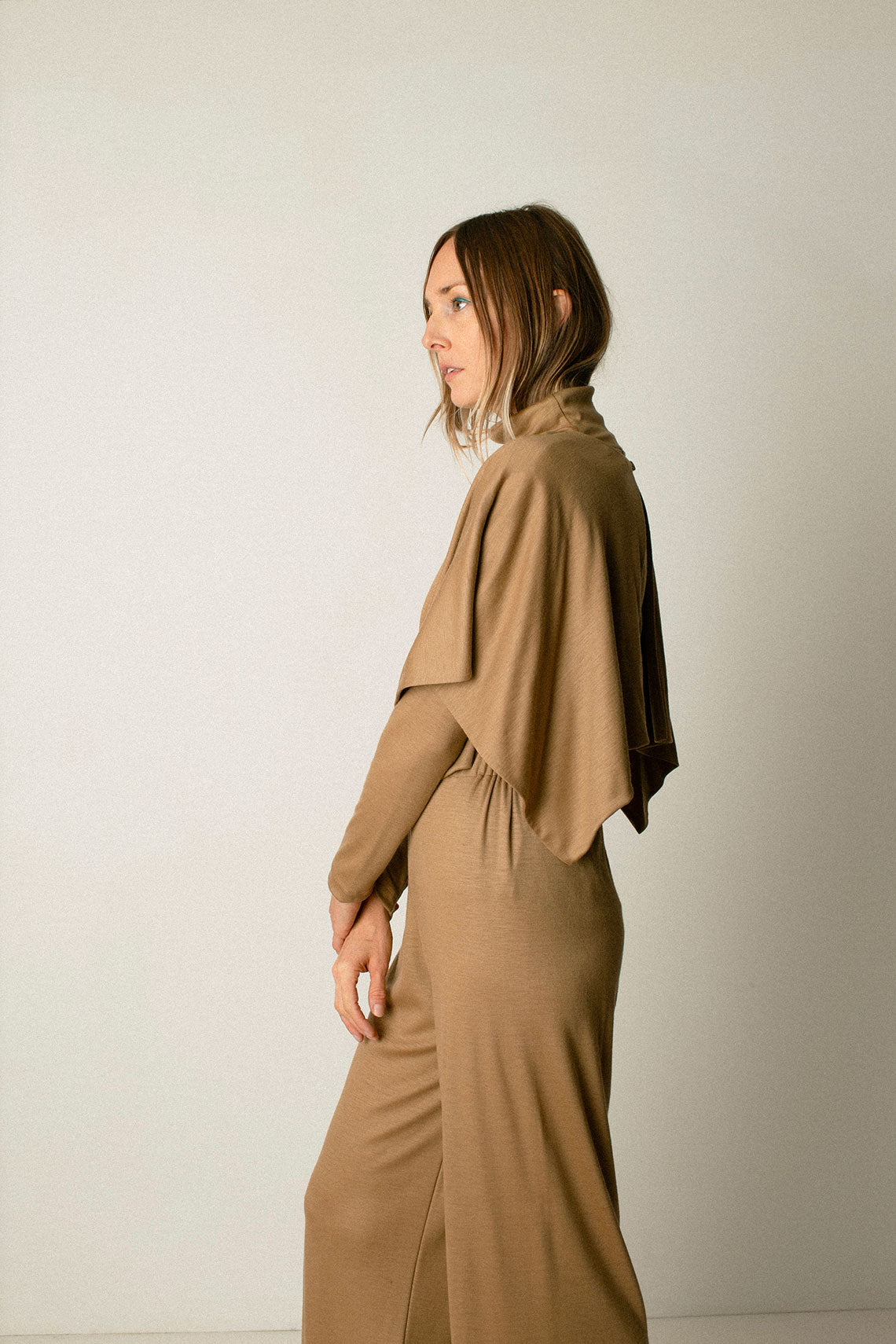 Camel Wool Mini Poncho