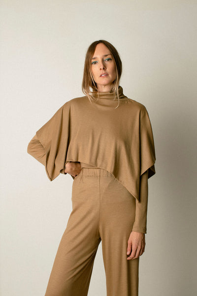 Camel Wool Mini Poncho