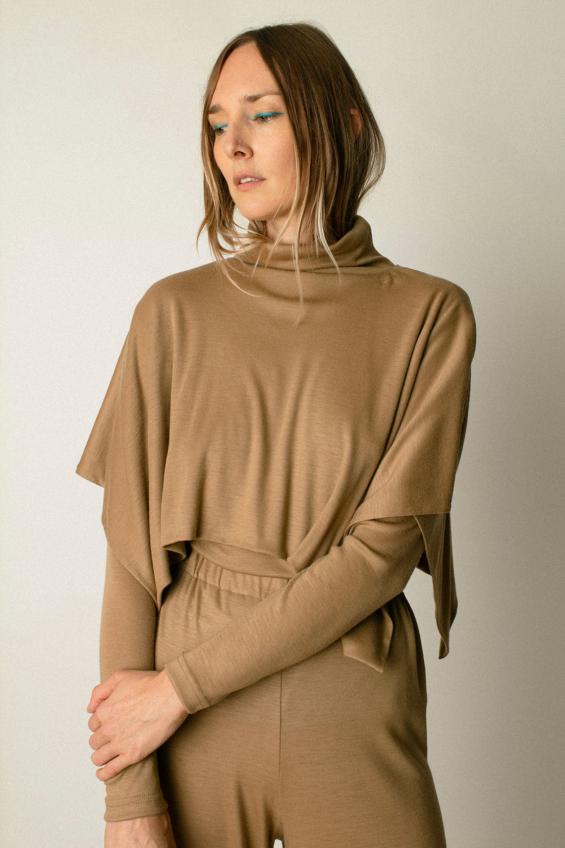 Camel Wool Mini Poncho