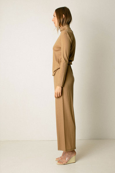 Camel Wool Straight Pant