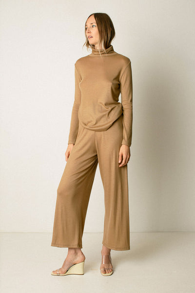 Camel Wool Straight Pant