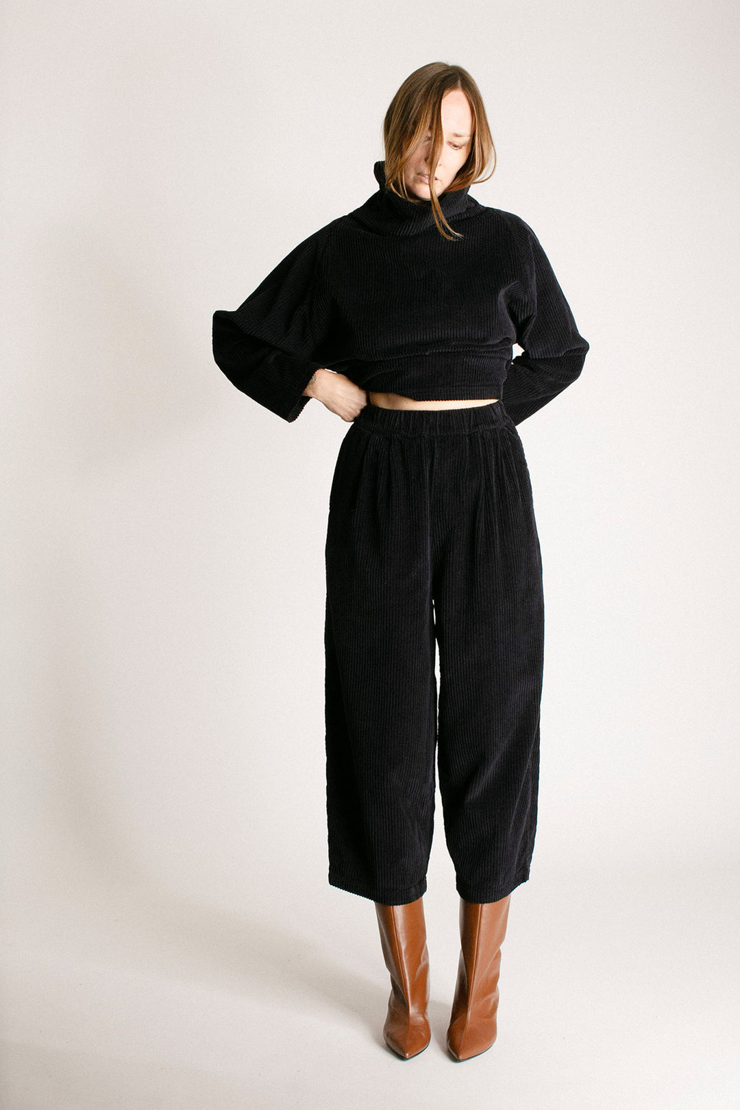 Black Crane - Dark Navy Corduroy Wide Pant – BONA DRAG