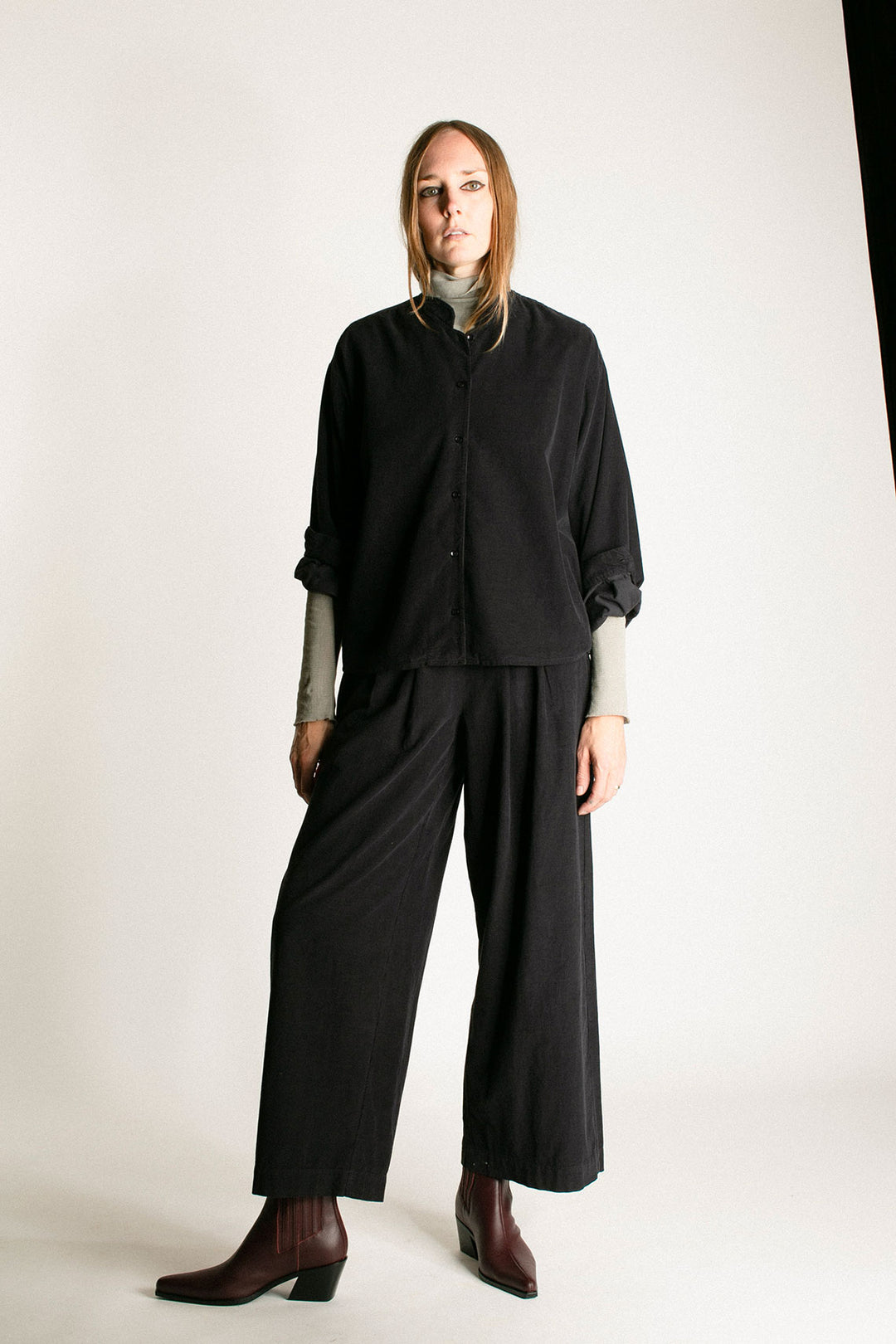 SALE 20% OFF - Black Crane - Navy Corduroy Nehru Shirt – BONA DRAG