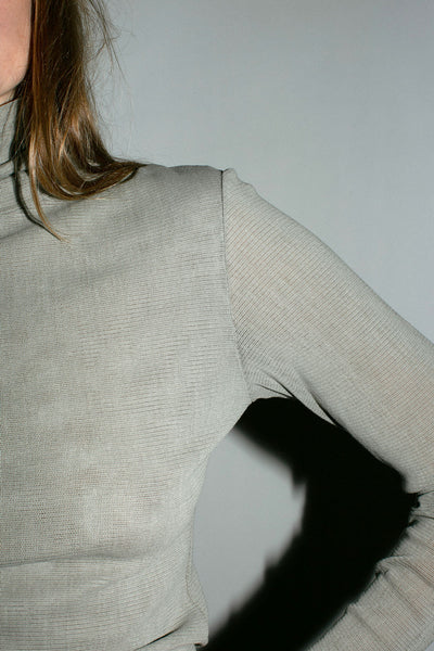 Limestone Double Mesh Turtleneck