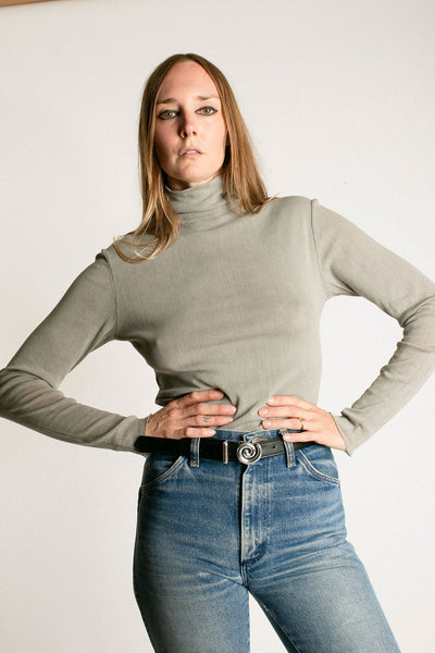 Limestone Double Mesh Turtleneck