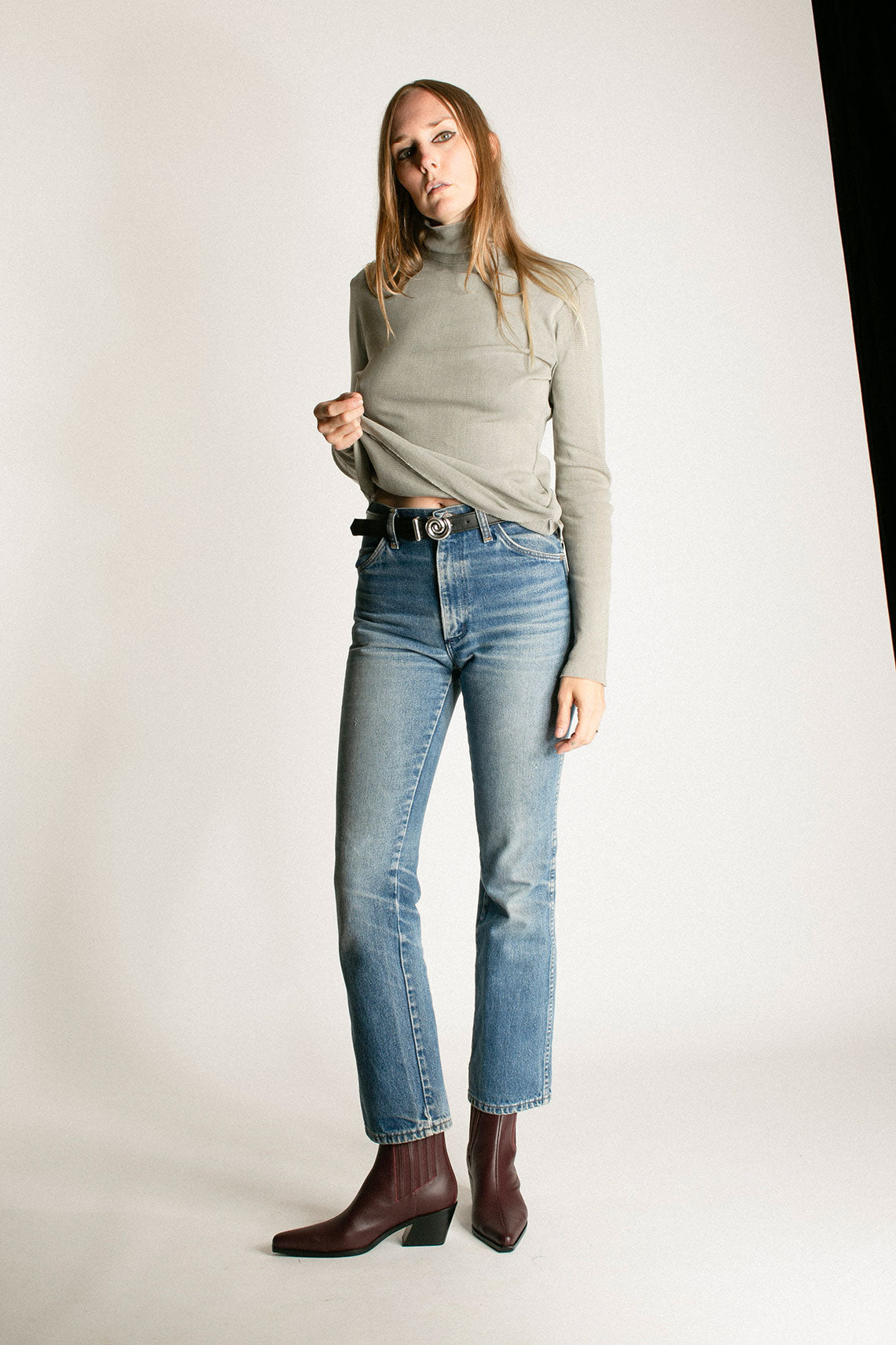 Limestone Double Mesh Turtleneck