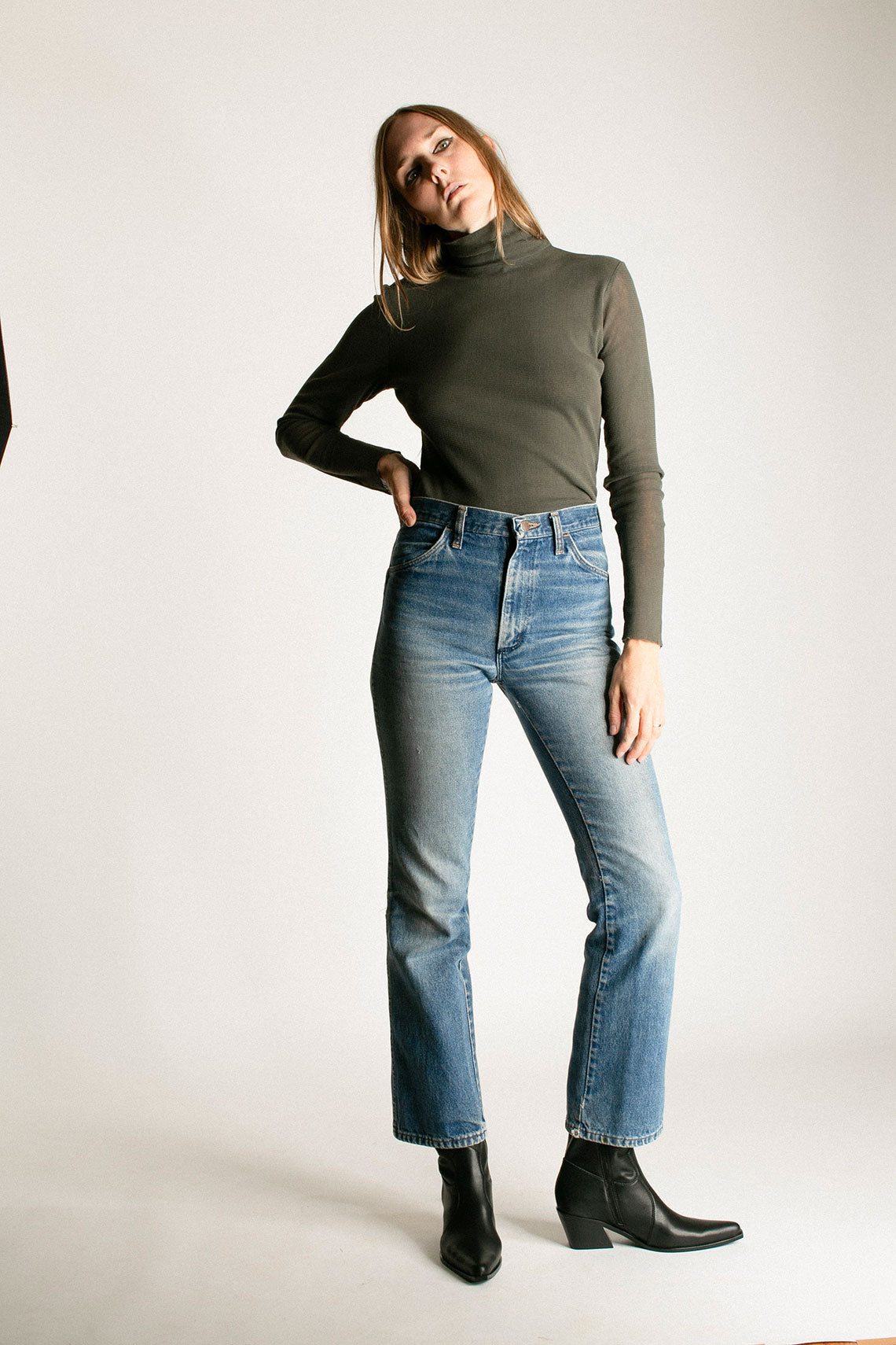 Slate Double Mesh Turtleneck