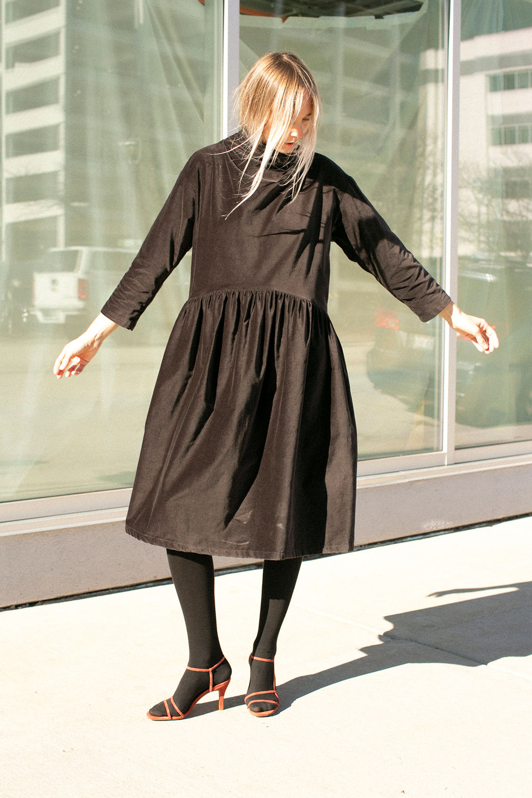 Black Crane - Sumi Black Velveteen Dress BONA DRAG Black Crane - Sumi Black Velveteen Dress BONA DRAG